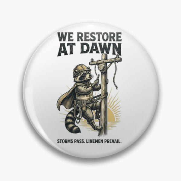 Item preview, We restore At Dawn, Lineman Raccoon Lineworker Design, Storm Repair designed and sold by designwiss.