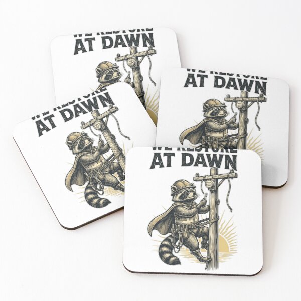 Item preview, We restore At Dawn, Lineman Raccoon Lineworker Design, Storm Repair designed and sold by designwiss.