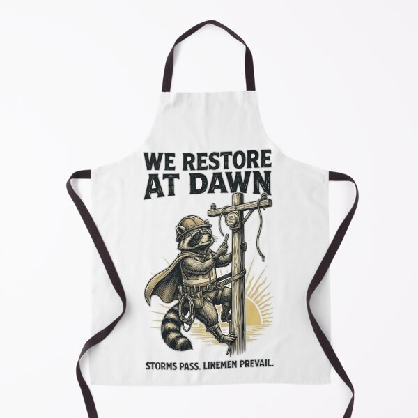Item preview, We restore At Dawn, Lineman Raccoon Lineworker Design, Storm Repair designed and sold by designwiss.
