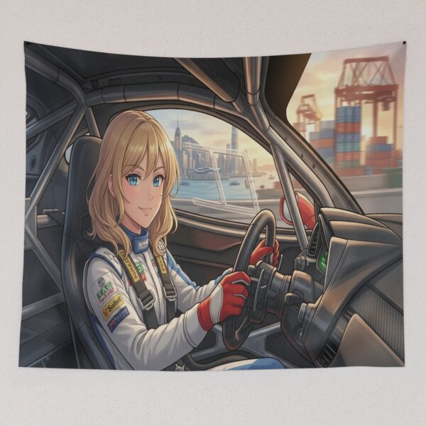 Item preview, anime girl driving a sports car designed and sold by JMAVILA ART.