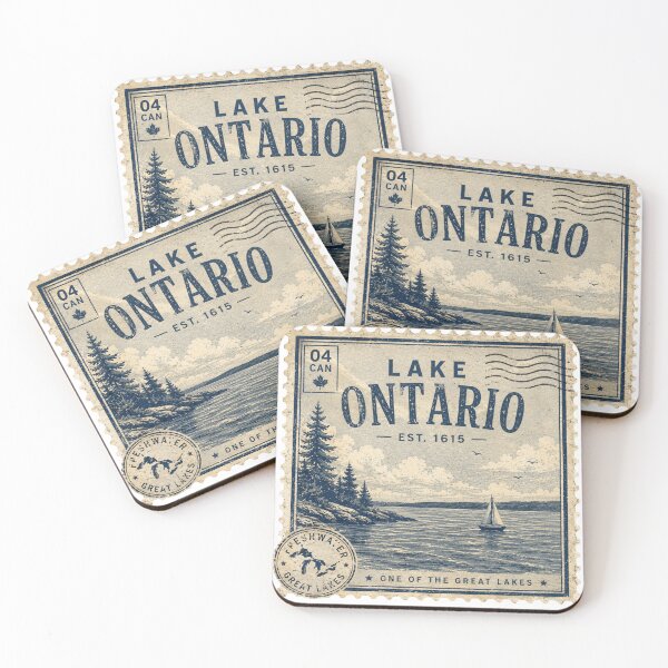 Item preview, Lake Ontario Vintage Travel Stamp | Canada Great Lakes Retro Lighthouse  designed and sold by Bright08.
