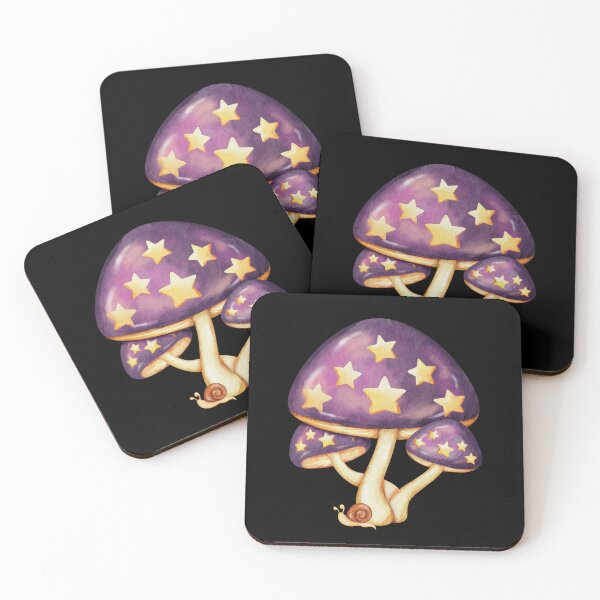 Item preview, Lindo champiñón morado con estrellas amarillas (clipart en acuarela) designed and sold by ArtTinulyaOk.