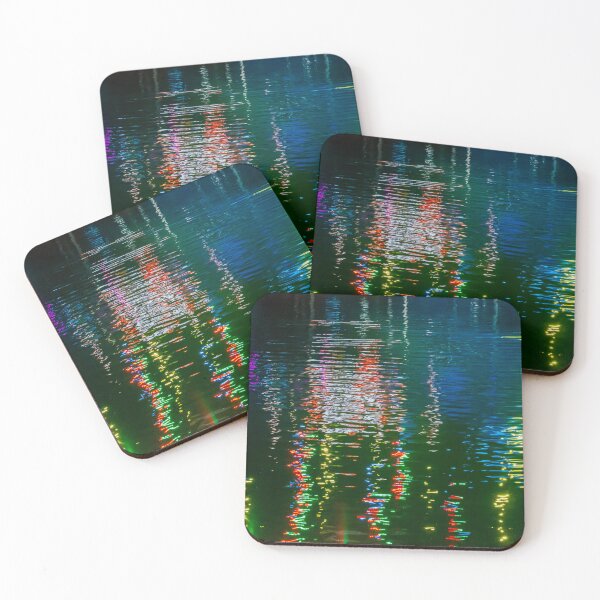 Item preview, Colorful Night Lights Reflected on Rippling Water Surface for Abstract Urban Mood designed and sold by Nmallia.