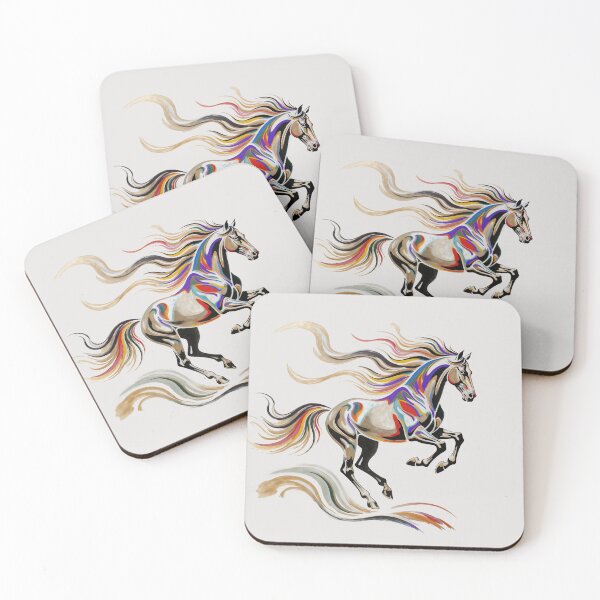 Item preview, Colorful Galloping Horse Illustration with Golden Foiled Details designed and sold by Mike Kiev art.