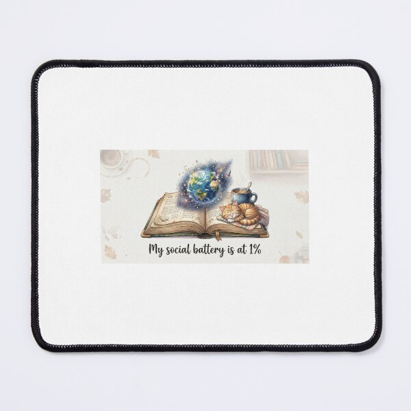 Item preview, My Social Battery Is At 1% Introvert Book Lover Coffee Cat Cute Sticker designed and sold by Eman1mansur.