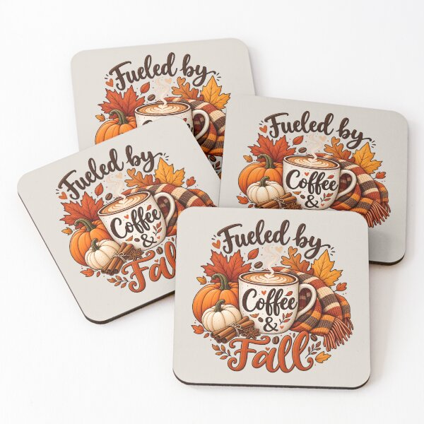 Item preview, Fueled by Coffee & Fall – Cozy Autumn Pumpkin and Scarf Design designed and sold by blankTeeShirt.
