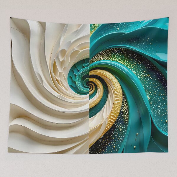 Item preview, Ocean Turquoise and Alabaster Ribbon Vortex designed and sold by Vicky Brago-Mitchell®.