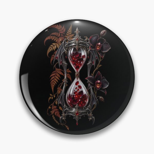 Item preview, Baroque Ruby Hourglass with Black Orchids – Vamp Romantic Gothic Art designed and sold by Anyshca.
