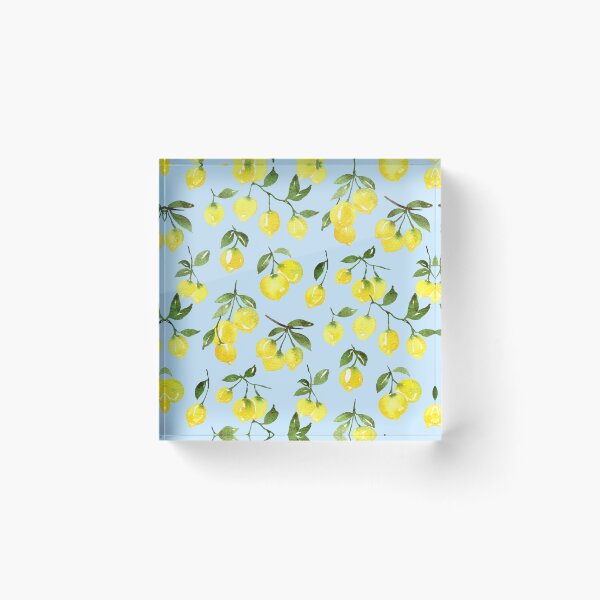 Item preview, Loose Lemons in Watercolor Pattern (Light Blue Background) designed and sold by andrebalest.art.