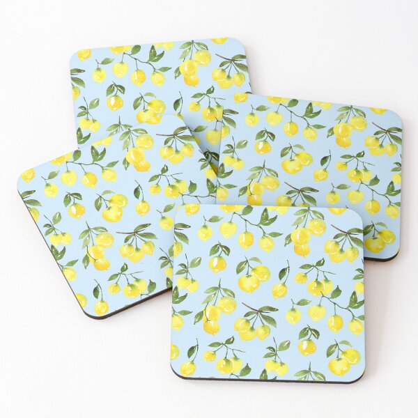 Item preview, Loose Lemons in Watercolor Pattern (Light Blue Background) designed and sold by andrebalest.art.