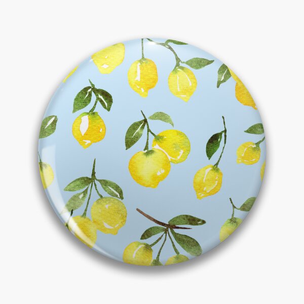 Item preview, Loose Lemons in Watercolor Pattern (Light Blue Background) designed and sold by andrebalest.art.