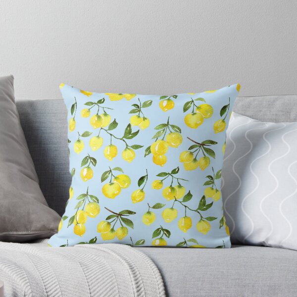 Item preview, Loose Lemons in Watercolor Pattern (Light Blue Background) designed and sold by andrebalest.art.