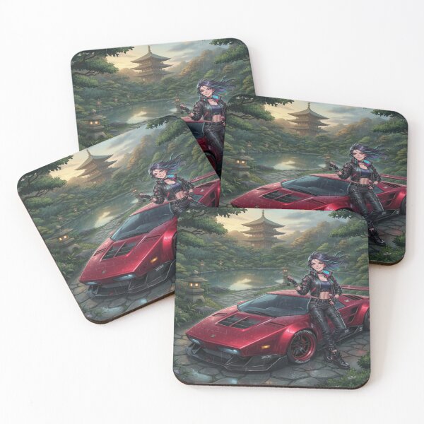 Item preview,  Cyberpunk Crimson Wedge - Future Supercar Art designed and sold by JMAVILA ART.