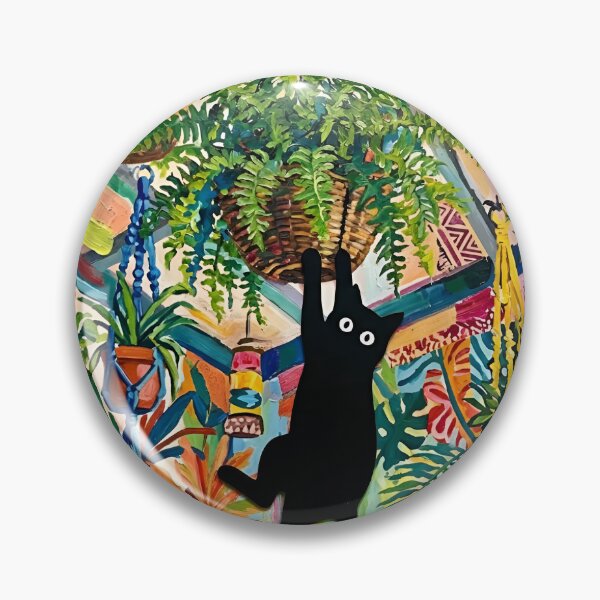 Item preview, Black Cat Swinging From Hanging Plant Matisse Style Poster designed and sold by DuckOddity.