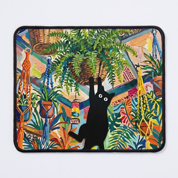Item preview, Black Cat Swinging From Hanging Plant Matisse Style Poster designed and sold by DuckOddity.