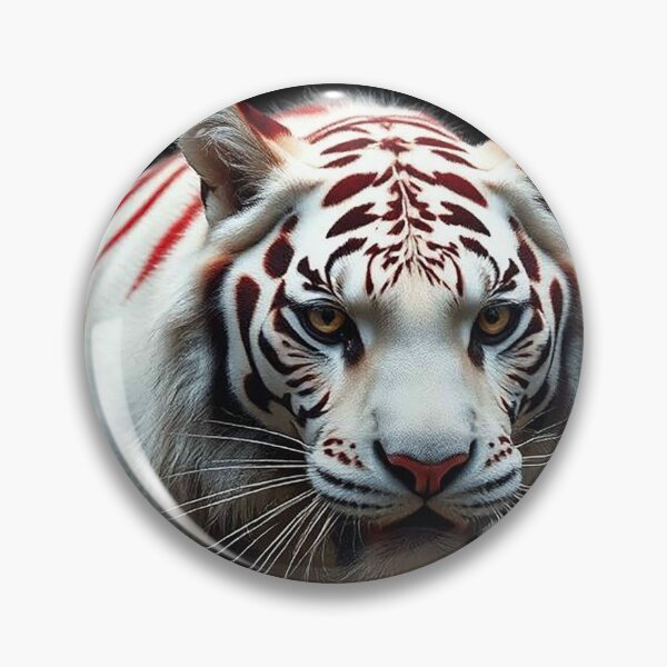 Artikelvorschau, Weißer Tiger mit purpurroten Streifen – Eleganter Tiger mit auffälligen roten Abzeichen entworfen und verkauft von MFMart.