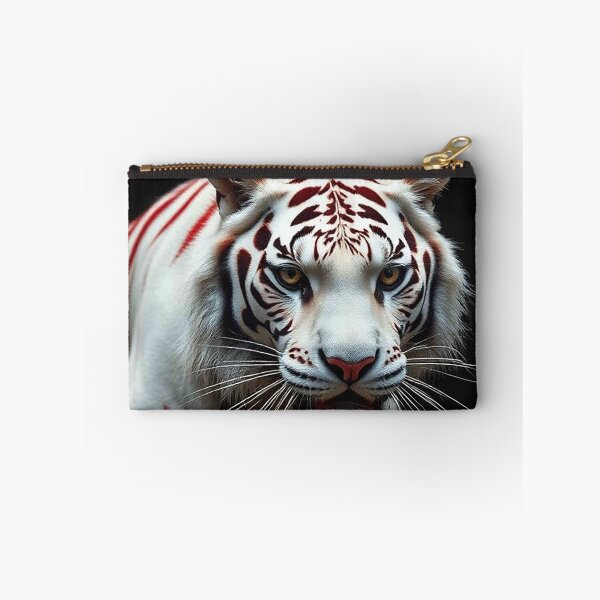 Item preview, Crimson Stripe White Tiger – Elegant Tiger with Bold Red Markings designed and sold by MFMart.
