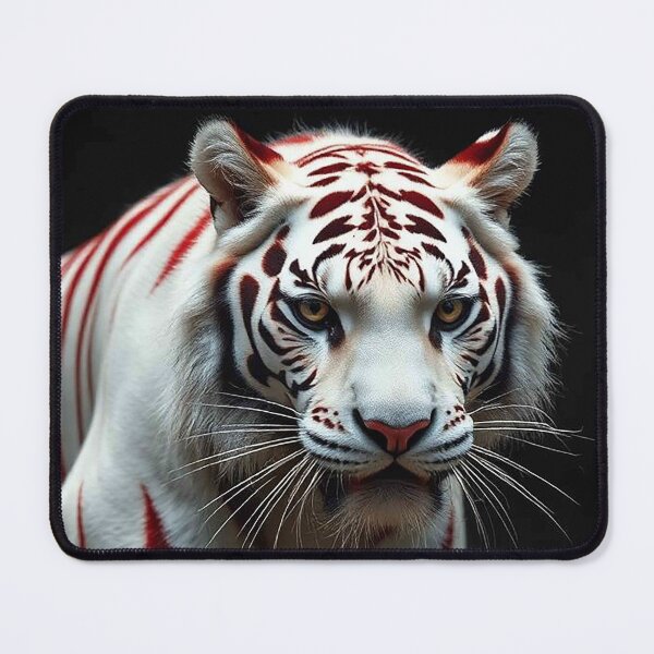Item preview, Crimson Stripe White Tiger – Elegant Tiger with Bold Red Markings designed and sold by MFMart.