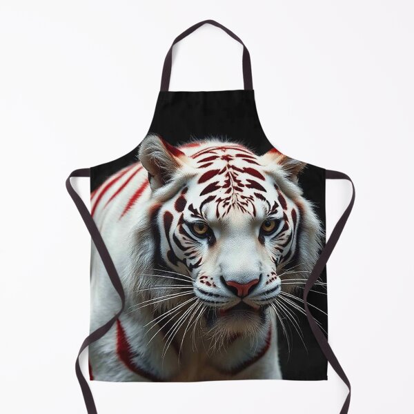 Item preview, Crimson Stripe White Tiger – Elegant Tiger with Bold Red Markings designed and sold by MFMart.