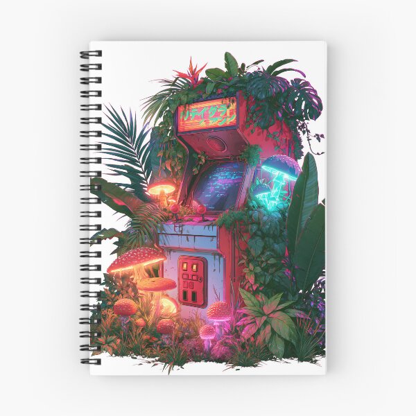 Item preview, Overgrown Retro Arcade Machine - Neon Mushrooms & Cyberpunk Nature designed and sold by Artdavesalzburg.
