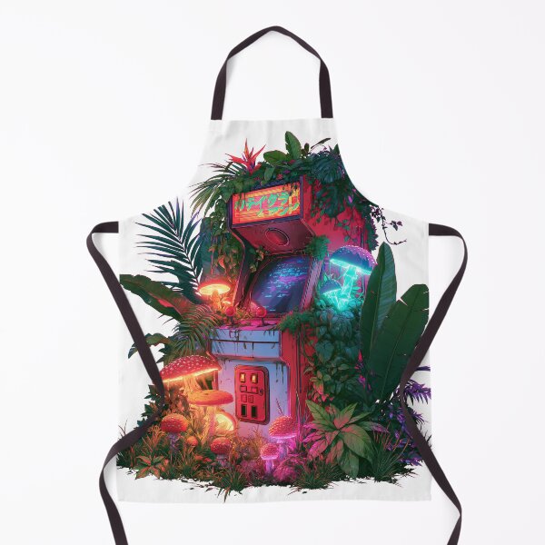 Item preview, Overgrown Retro Arcade Machine - Neon Mushrooms & Cyberpunk Nature designed and sold by Artdavesalzburg.