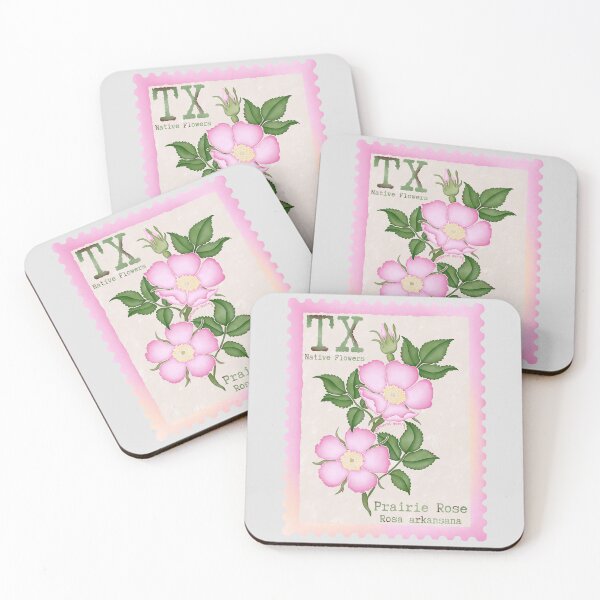 Item preview, Texas Native Flower Prairie Rose Watercolor Vintage Postage Stamp designed and sold by Marguerite Artistry.