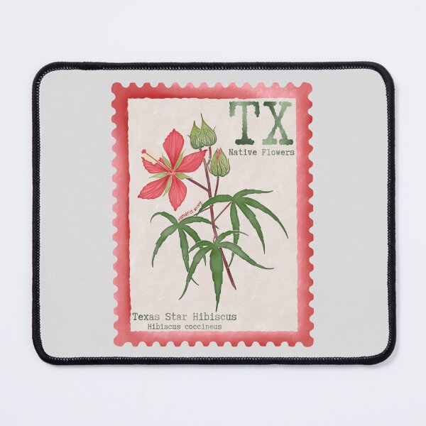 Item preview, Texas Native Flower Star Hibiscus Watercolor Vintage Postage Stamp designed and sold by Marguerite Artistry.