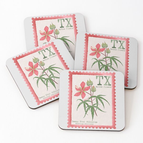 Item preview, Texas Native Flower Star Hibiscus Watercolor Vintage Postage Stamp designed and sold by Marguerite Artistry.