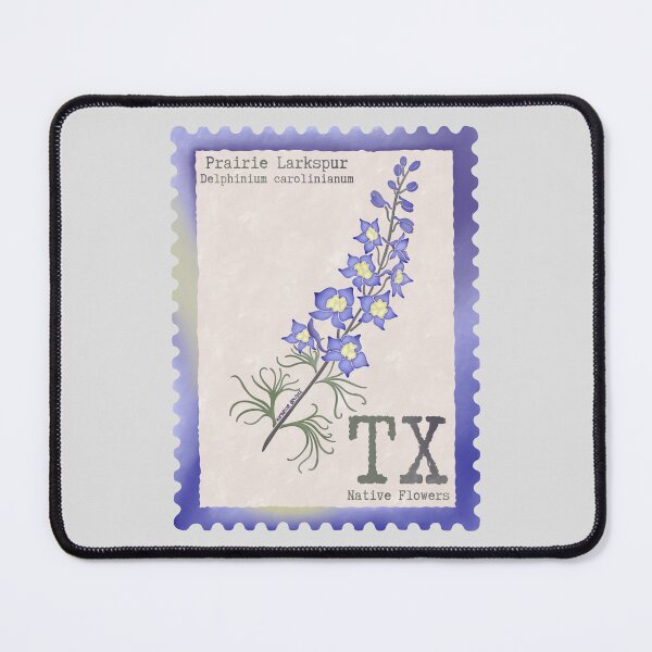 Item preview, Texas Native Flower Prairie Larkspur Watercolor Vintage Postage Stamp designed and sold by Marguerite Artistry.