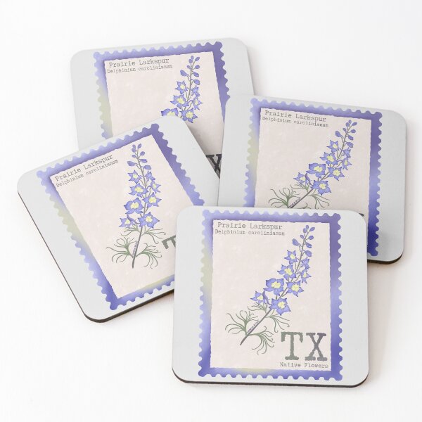 Item preview, Texas Native Flower Prairie Larkspur Watercolor Vintage Postage Stamp designed and sold by Marguerite Artistry.