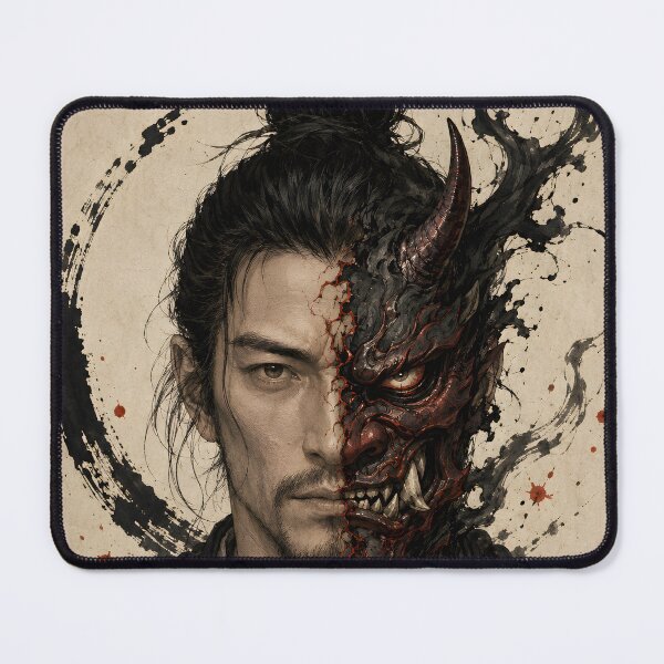 Item preview, Dark Samurai Art - Ronin and Red Oni Split Face designed and sold by MouradStudio.