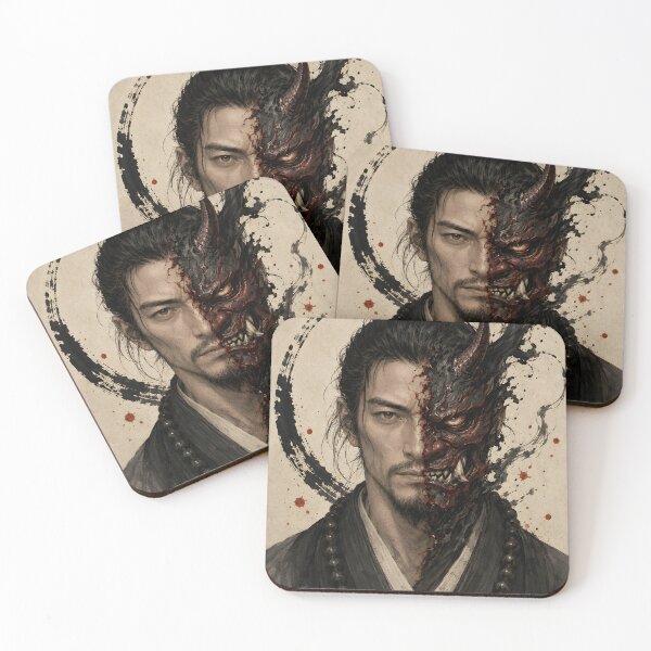 Item preview, Dark Samurai Art - Ronin and Red Oni Split Face designed and sold by MouradStudio.
