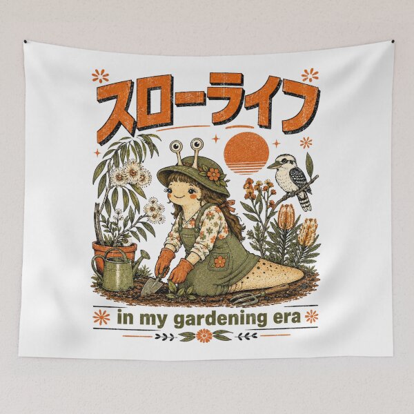 Item preview, Showa Retro Slow Life Slug Girl Gardening With Kookaburra designed and sold by Yellowriversss.