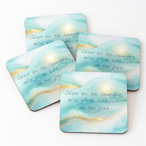 Item preview, Believe in Your Light — Inspirational Quote Turquoise and Gold Watercolor designed and sold by Hawaii26.