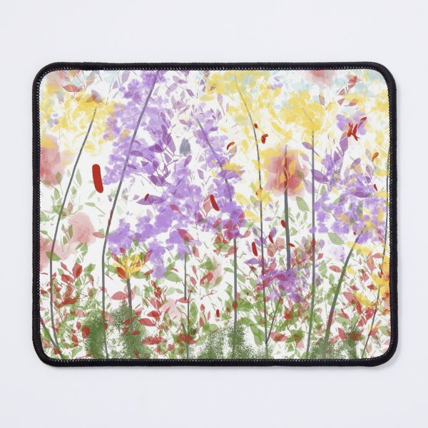Item preview, Wildflower Meadow Lavender Yellow Impressionist Flower Garden designed and sold by BalkanBloomArt.