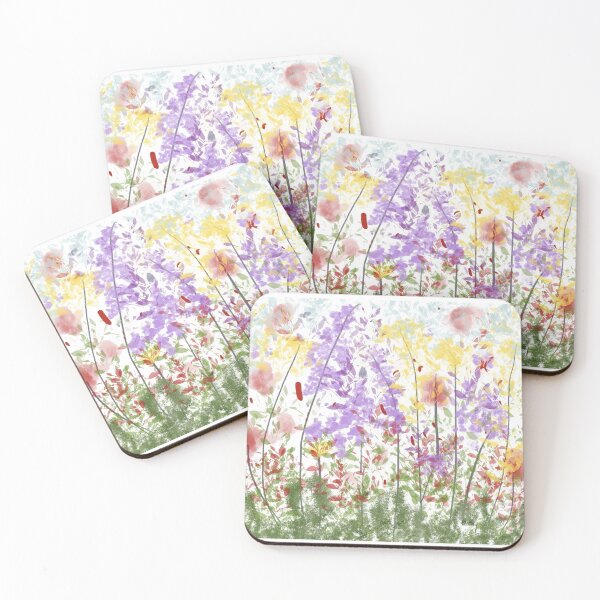 Item preview, Wildflower Meadow Lavender Yellow Impressionist Flower Garden designed and sold by BalkanBloomArt.