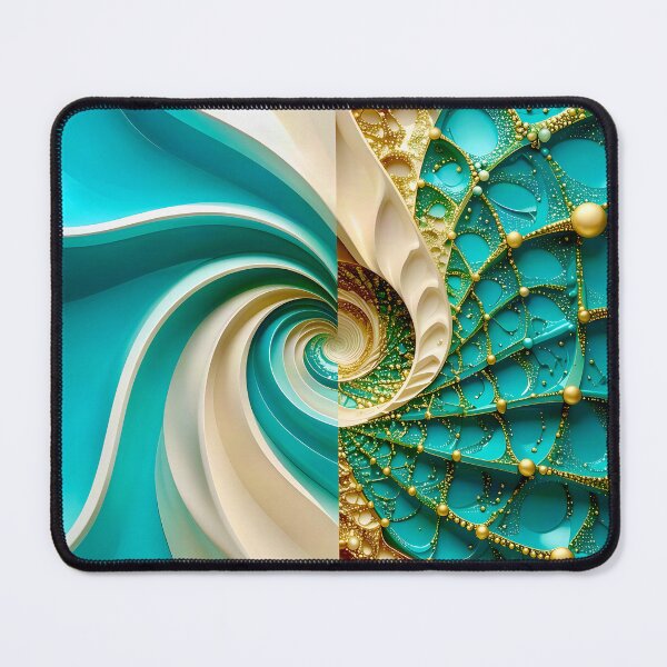 Item preview, Teal and Gold Caviar Bead Geometric Spiral designed and sold by Vicky Brago-Mitchell®.
