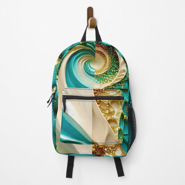 Item preview, Teal and Gold Caviar Bead Geometric Spiral designed and sold by Vicky Brago-Mitchell®.