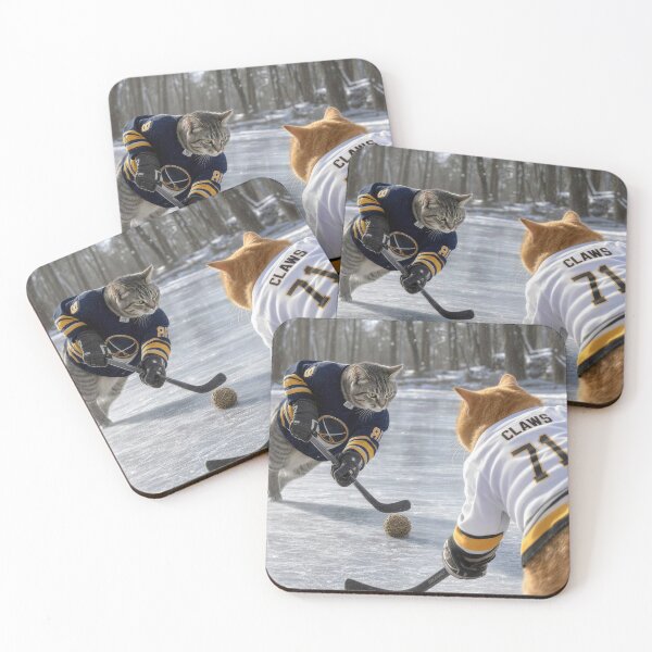 Item preview, Cats Playing Hockey with Yarn Ball designed and sold by Maria Dryfhout.