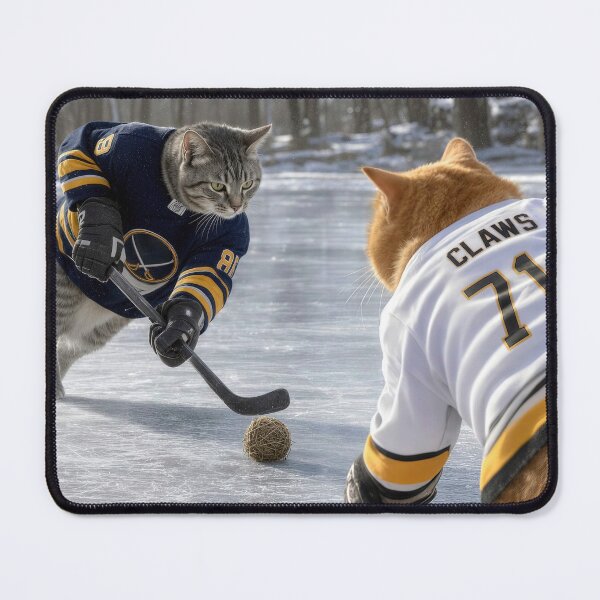 Item preview, Cats Playing Hockey with Yarn Ball designed and sold by Maria Dryfhout.
