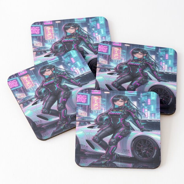 Item preview, Artwork of a pearl white cyberpunk car and an anime girl designed and sold by JMAVILA ART.