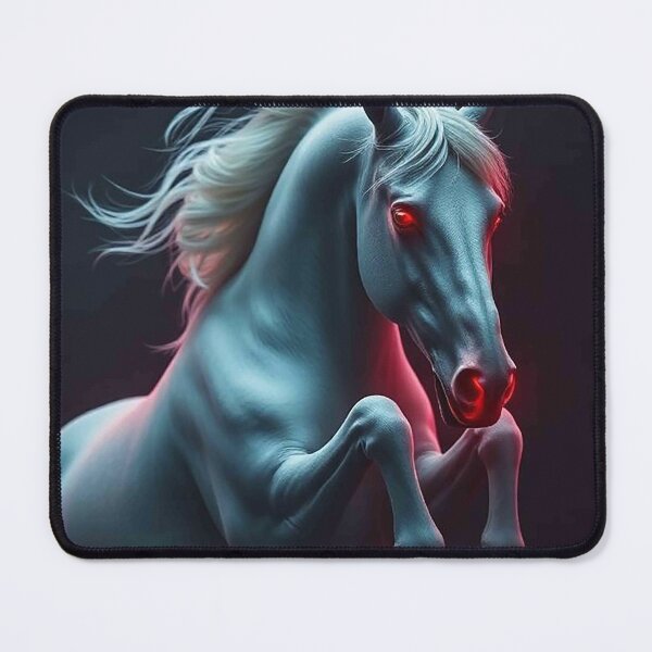 Item preview, Crimson Gaze Stallion – Mystical White Horse with Glowing Red Eyes designed and sold by MFMart.