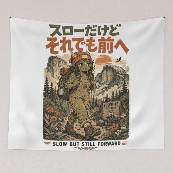 Item preview, Showa Retro Slow Hiking Slime Girl At Yosemite National Park Vintage designed and sold by Yellowriversss.