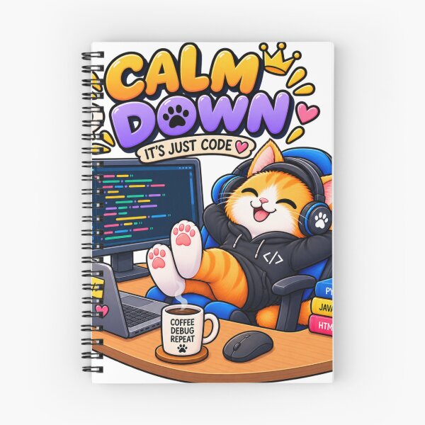 Item preview, Cute Cat Programmer – Calm Down It’s Just Code – Funny Coding Cat designed and sold by JrNergal.