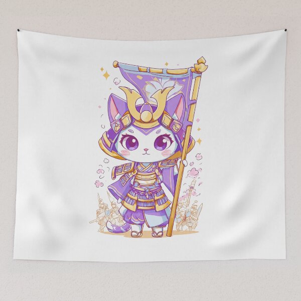 Item preview, chibi samurai neko designed and sold by cutemakerotart.