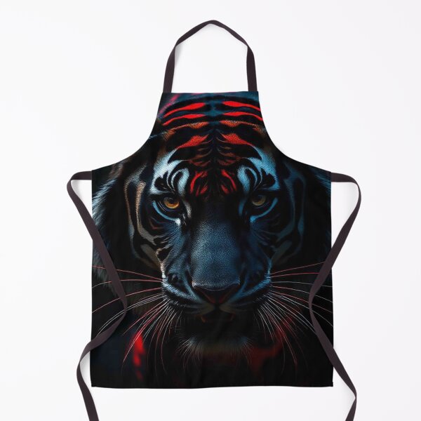 Item preview, Azure Ember Tiger – Black Tiger with Blue and Red Neon Stripes designed and sold by MFMart.