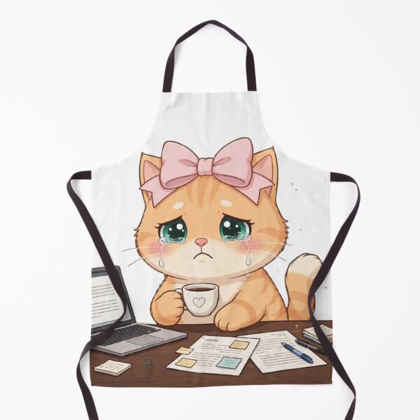 Item preview, Sad Crying Cat Working Late at Desk designed and sold by Luna's World .