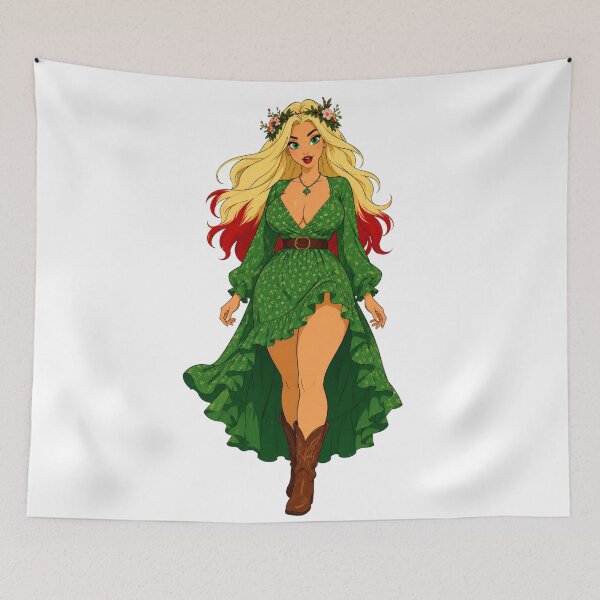Item preview, Floral Fairy Pin-Up – Retro Cartoon Enchantress designed and sold by  Hollow Moon Studios..