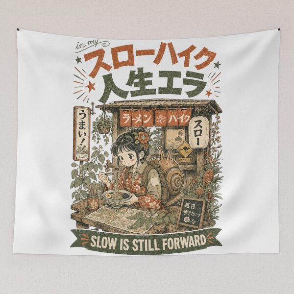 Item preview, Showa Retro Slow Hike Ramen Shop Snail Girl At Aussie designed and sold by Yellowriversss.