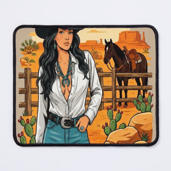 Item preview, Desert Soul & Western Skies - Raven Hair Cowgirl with Turquoise Jewelry designed and sold by ScenicRoute66.